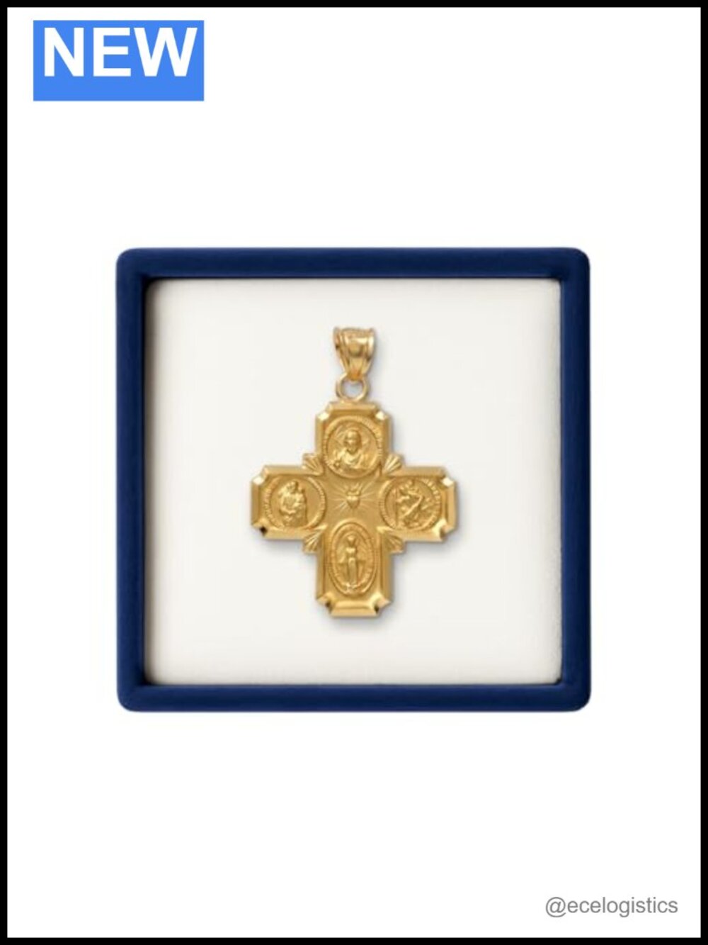 14K Yellow Gold Four-Way Cross Pendant Double-Bonded Handcrafted USA